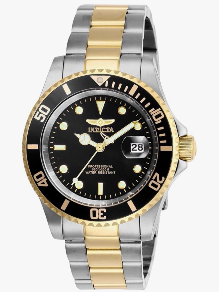 Invicta Pro Diver 26973 TwoTone Black Dial 40mm Quartz Watch 200m